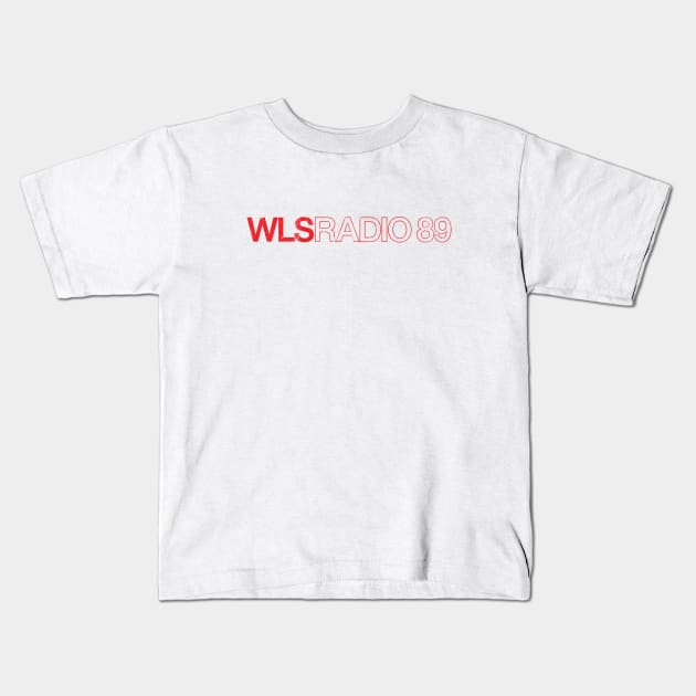 WLS Radio 89 - Red Distressed Kids T-Shirt by KevShults